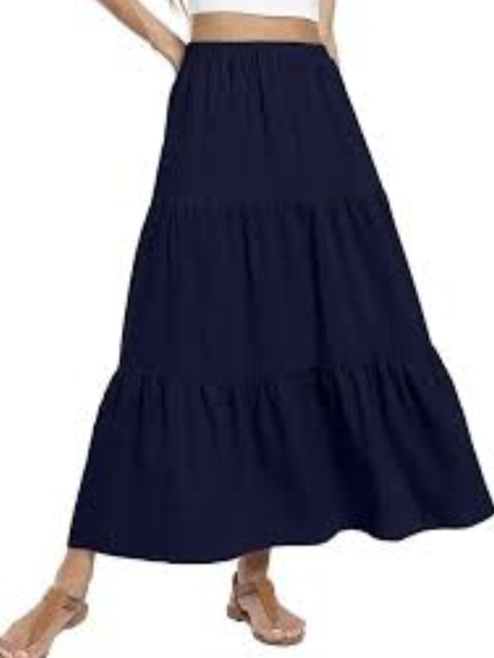 LC Lauren Conrad Navy Tiered Maxi Skirt